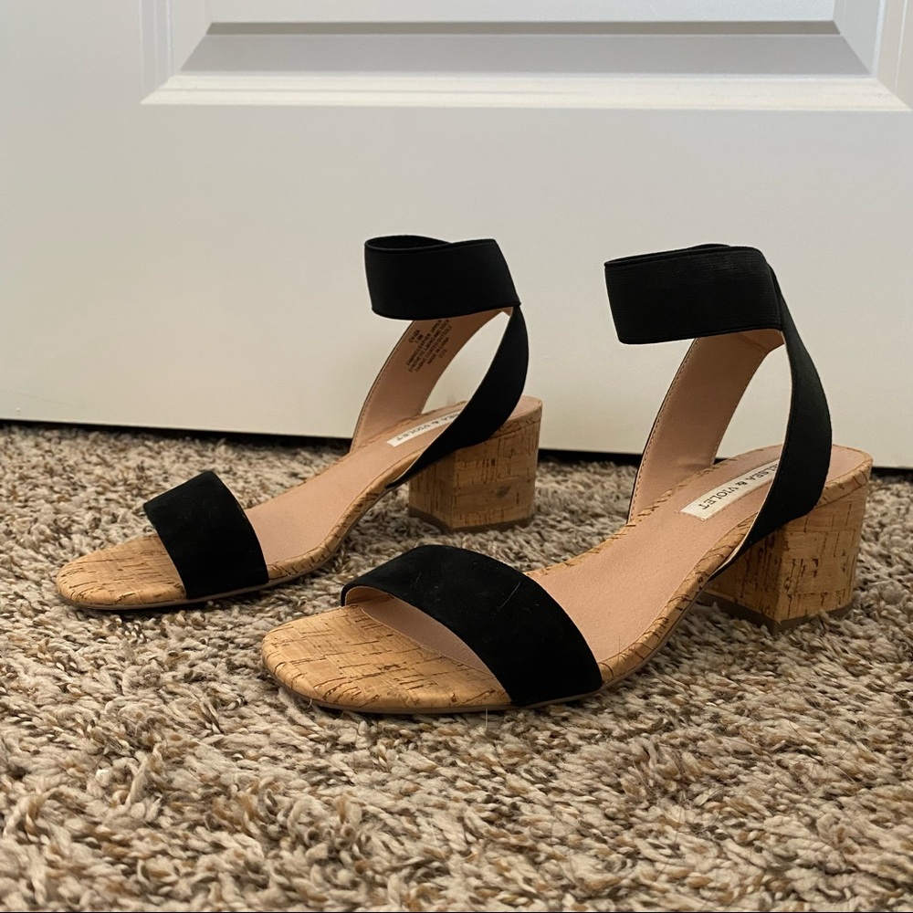 Chelsea and Violet low block heels with black velvet. Size 7.5